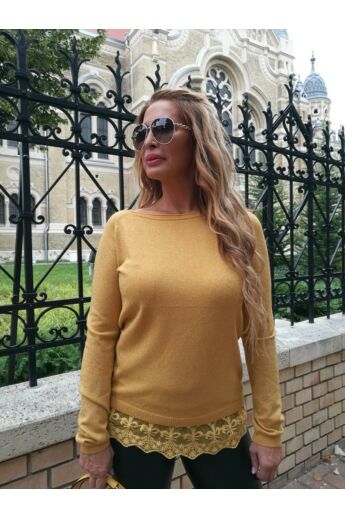 Tifany mustárszínű kötött pulcsi