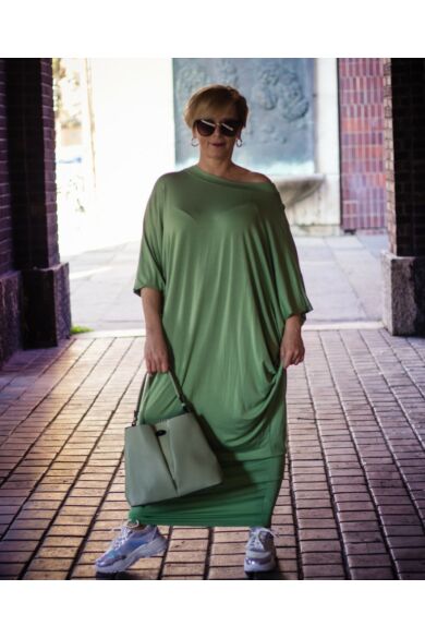 Zoé menta zöld színű laza stílusú pamut ruha