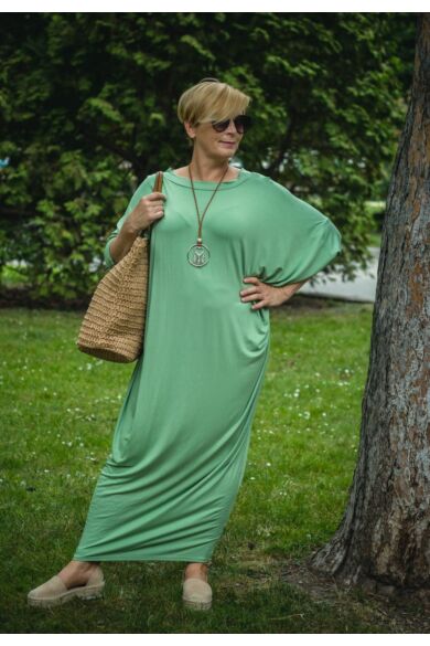 Zoé menta zöld színű laza stílusú pamut ruha