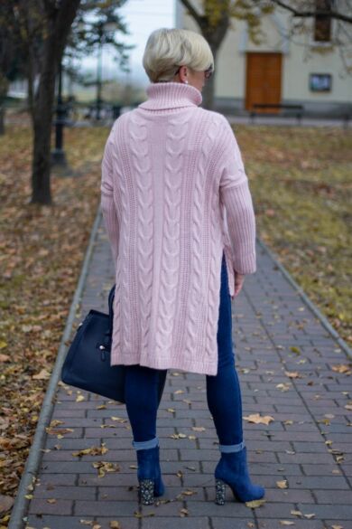 Amanda púder színű kötött garbó nyakú pulóver