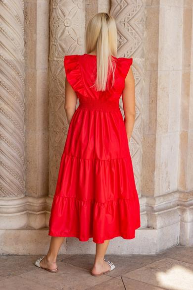 Amelya piros fodros maxi-ruha 