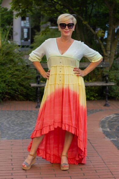 Arianna szivárvány színű maxi ruha