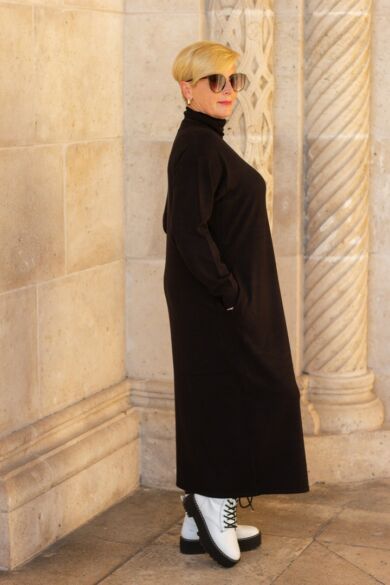 Woman fekete színű kötött maxi ruha