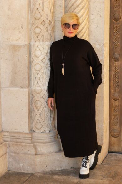 Woman fekete színű kötött maxi ruha