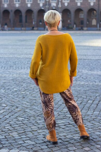 Paris puha mustár színű kötött pulcsi