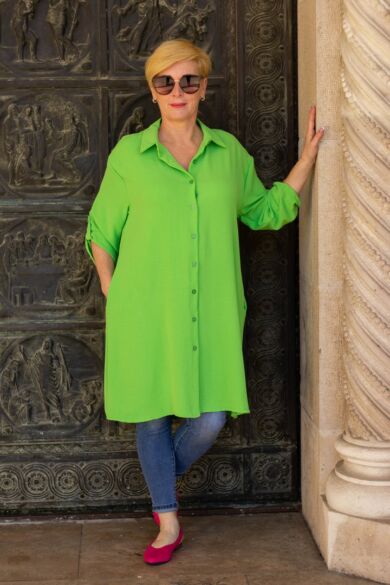 Eliza zöld színű oldal zsebes ing