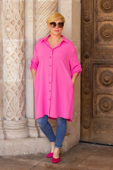 Eliza pink színű oldal zsebes ing
