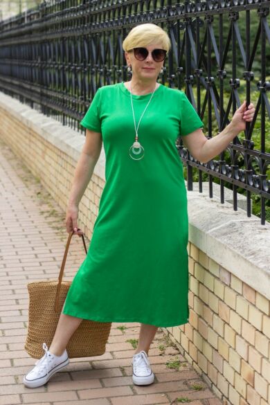 Rebeka zöld színű pamut ruha