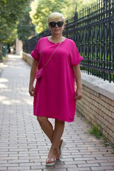 Sandra pink színű ruha + táska